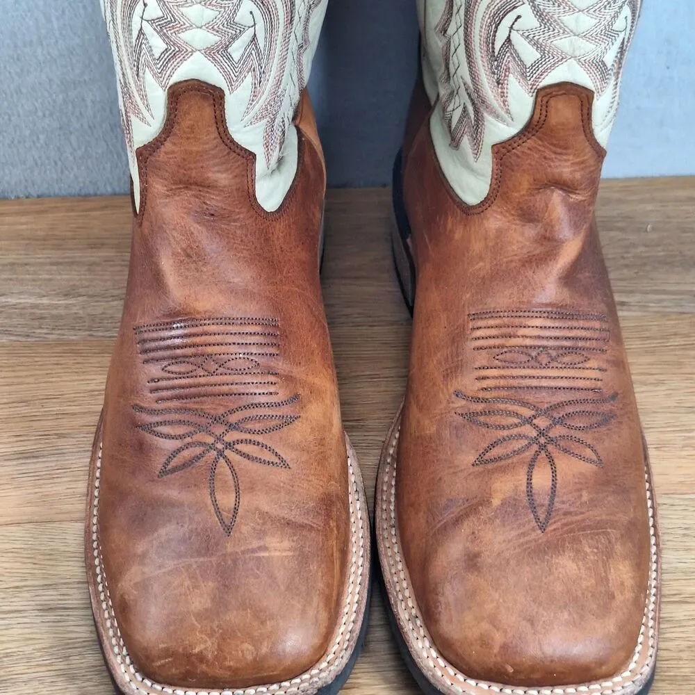 Tony Lama Buckaroo Men's 11D Western Cowboy Boots Brown Leather Made in USA
